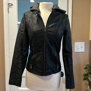 a.n.a Black Imitation Leather Jacket